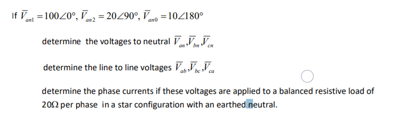 Solved Hello need help with this symmetrical component | Chegg.com