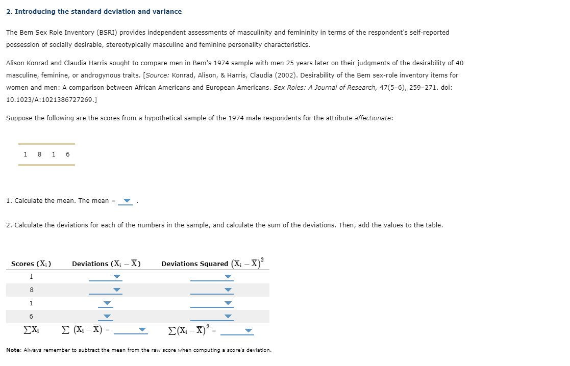 Solved 2. Introducing the standard deviation and variance | Chegg.com