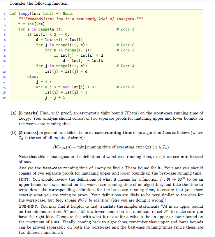 Solved Consider The Following Function 1 3 4 5 6 7 8 9 D Chegg Com