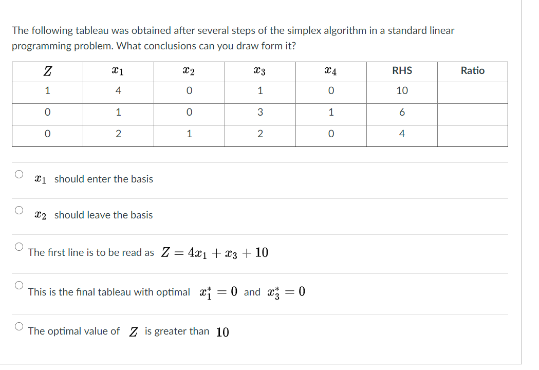 Solved The Following Tableau Was Obtained After Several | Chegg.com