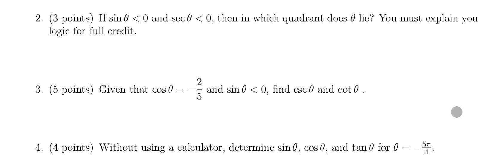 Solved 2. (3 points) If sin 0