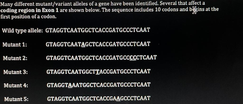 Solved Many different mutant/variant alleles of a gene have | Chegg.com