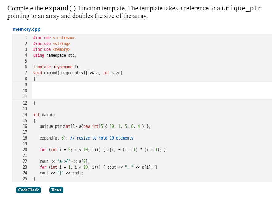 Solved Complete the expand() function template. The template | Chegg.com