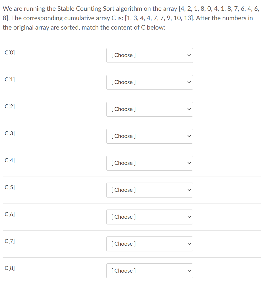 Solved We are running the Stable Counting Sort algorithm on | Chegg.com