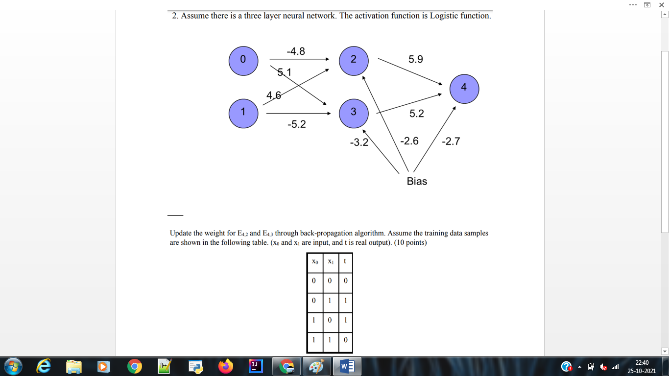 Solved X 2. Assume there is a three layer neural network. | Chegg.com