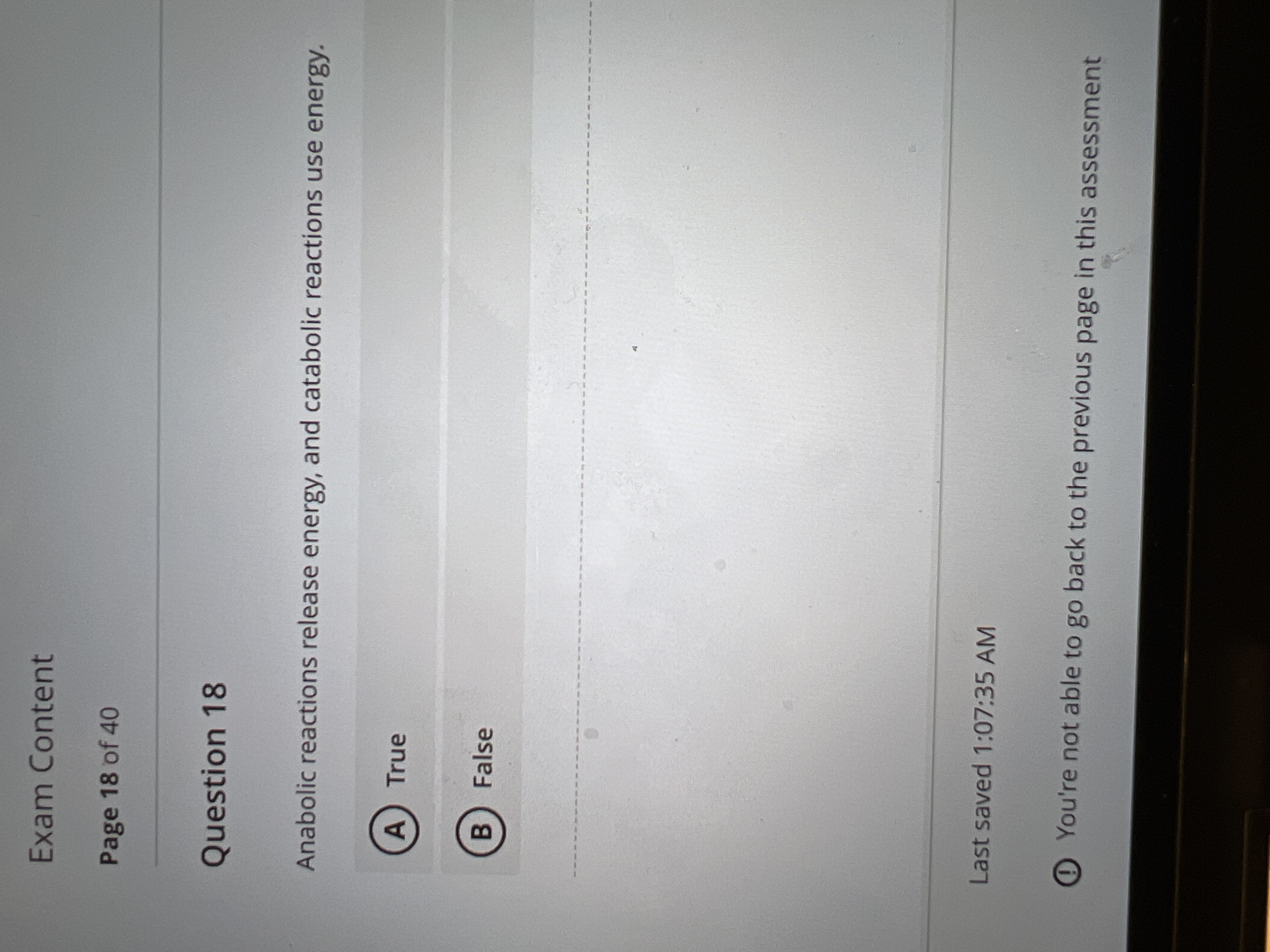 Solved Page 18 ﻿of 40Question 18Anabolic reactions release | Chegg.com