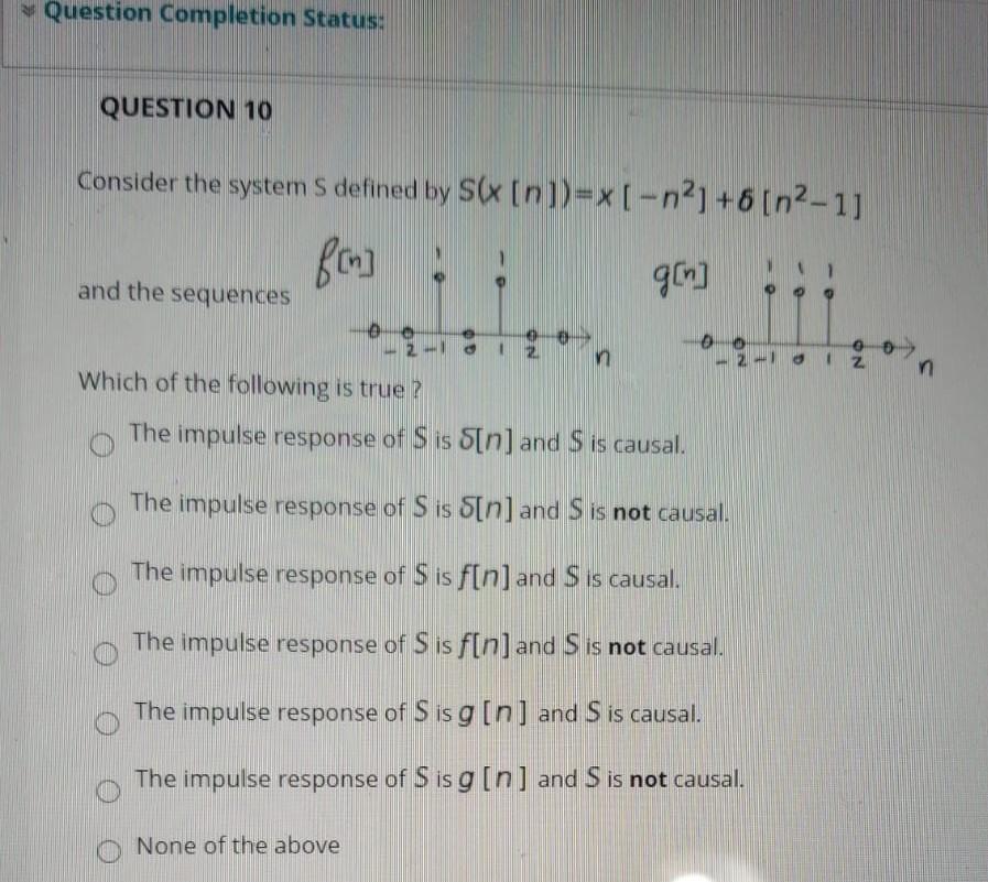 Solved Question Completion Status: QUESTION 10 Consider the | Chegg.com