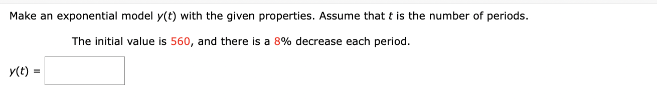 Solved Make an exponential model y(t) with the given | Chegg.com