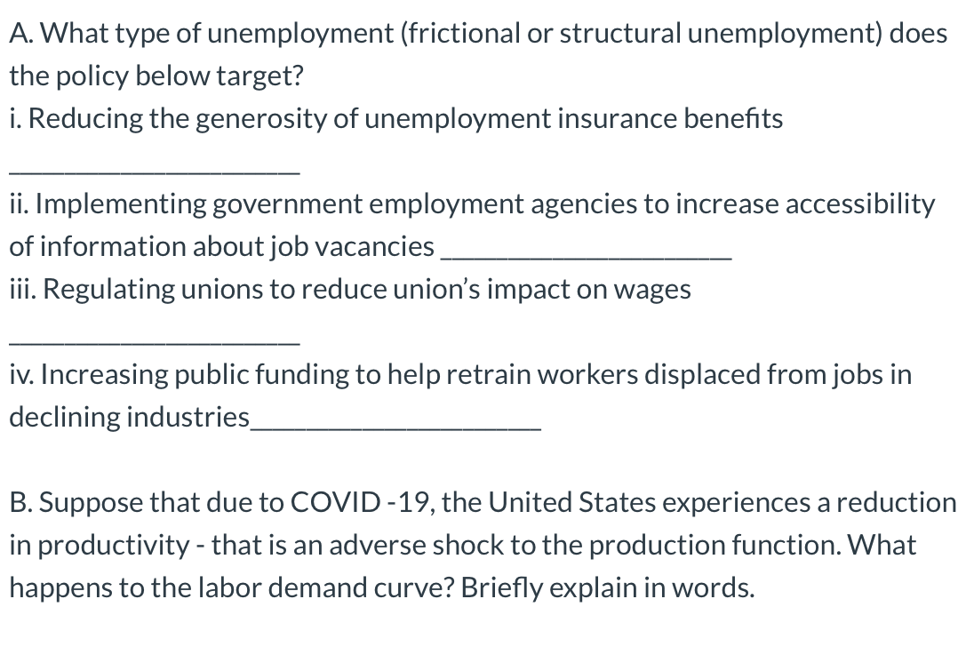 Solved A. What Type Of Unemployment (frictional Or | Chegg.com