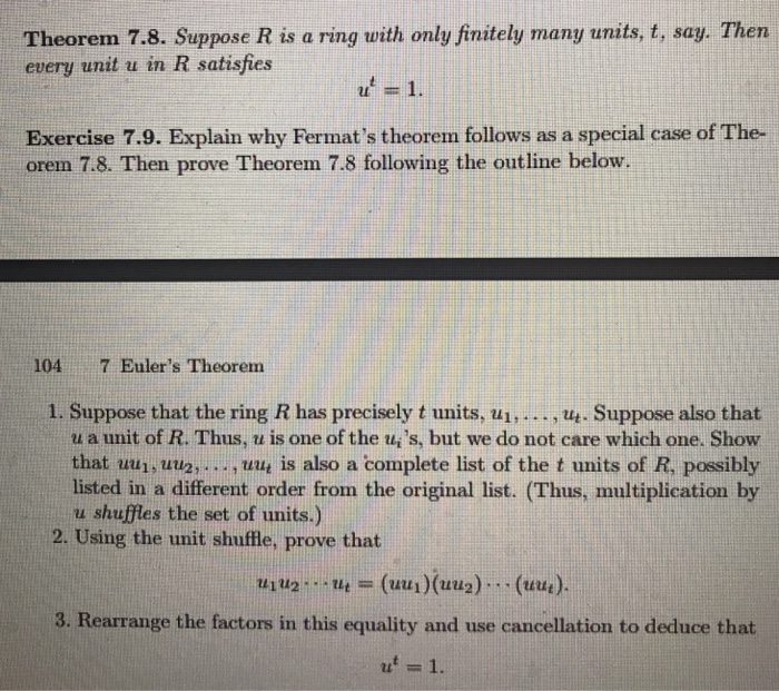 Solved Theorem 7.8. Suppose R Is A Ring With Only Finitely | Chegg.com