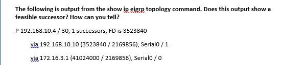 Solved The following is output from the show ip eigrp | Chegg.com