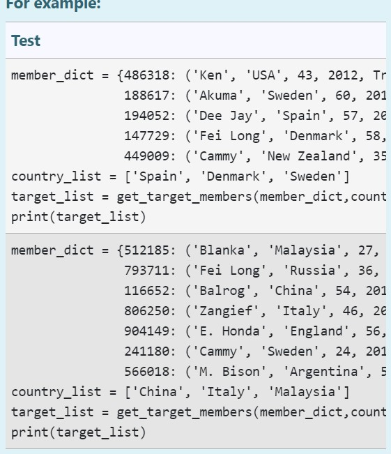 Solved Complete the get_target_members() function that takes | Chegg.com