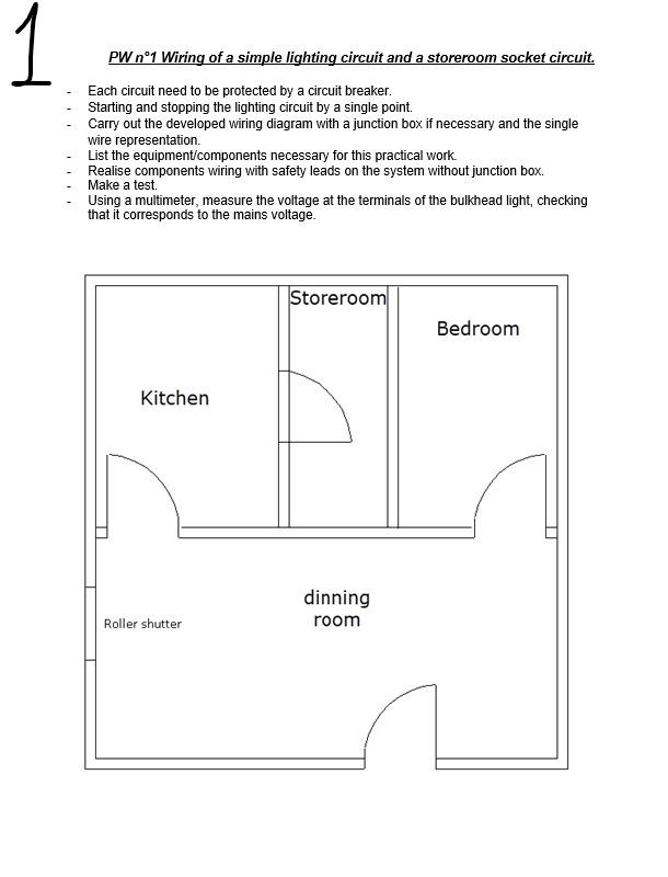 Solved 1 PW n°1 Wiring of a simple lighting circuit and a | Chegg.com