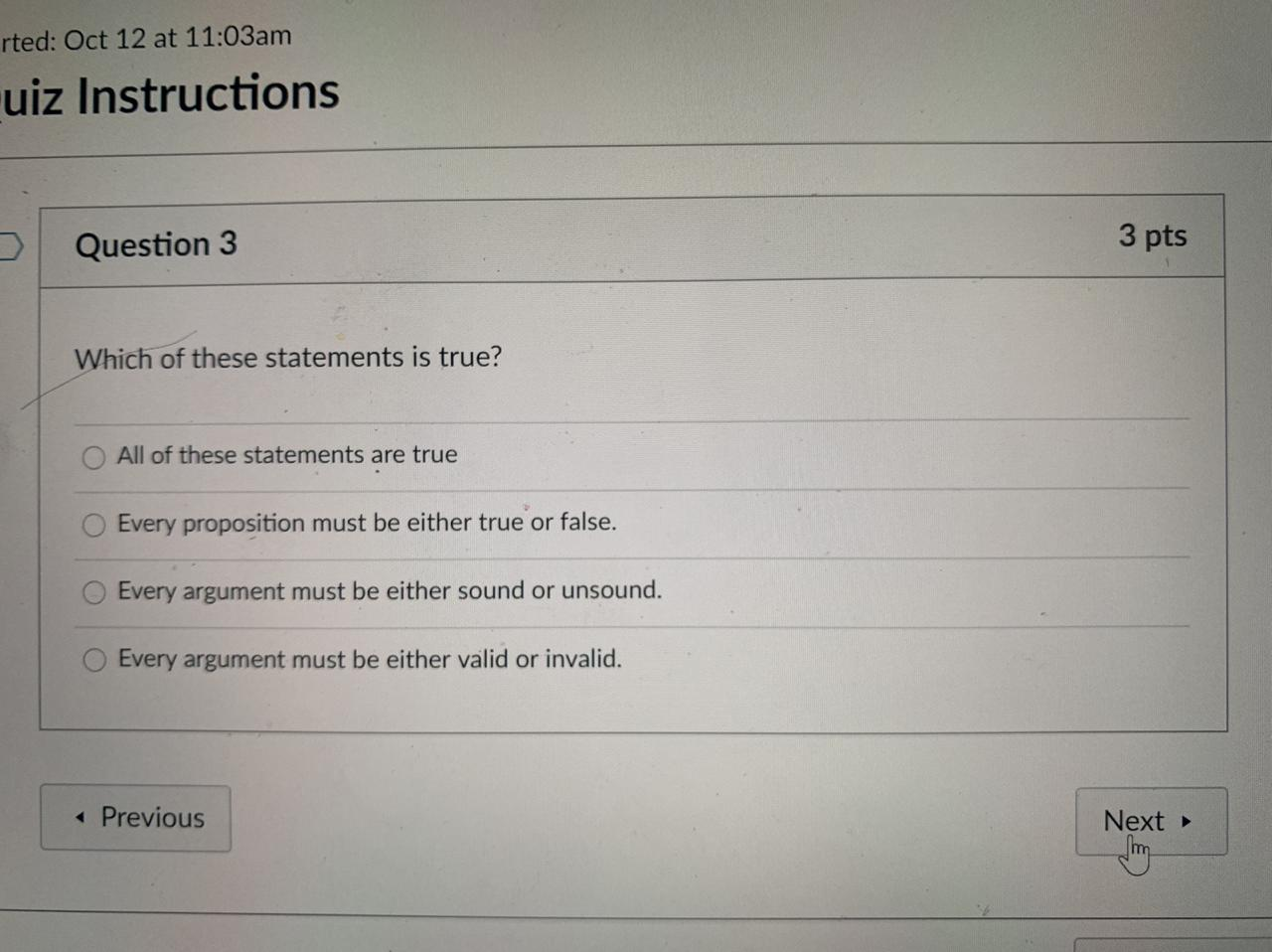 Solved ced: Oct 12 at 11:03am uiz Instructions 3 pts | Chegg.com