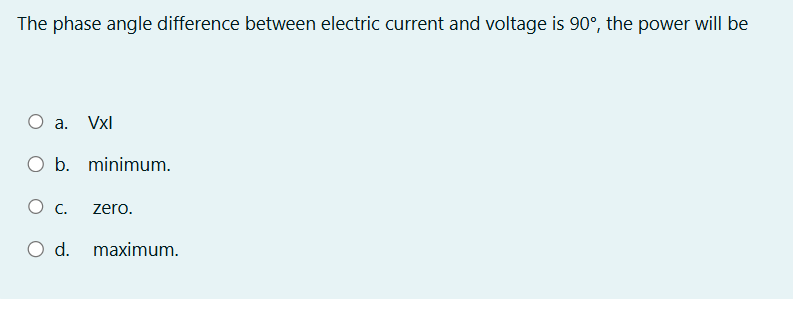 Solved The phase angle difference between electric current | Chegg.com