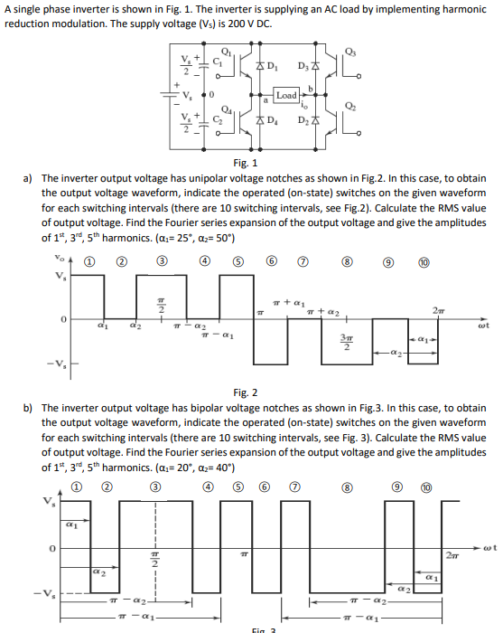 Solved A single phase inverter is shown in Fig. 1. ﻿The | Chegg.com