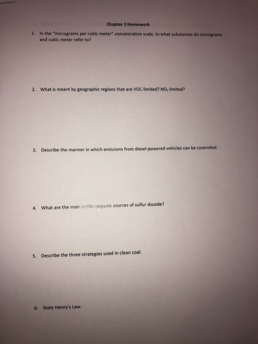 Solved Chapter 3 Homeworlk In the "micrograms per cubic