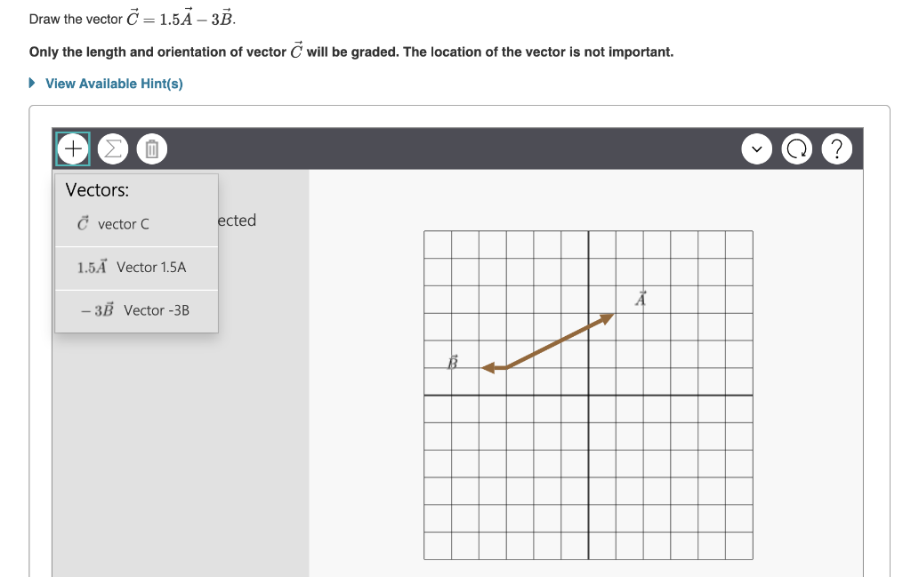 Solved Draw the vector C = 0.5A+2B. Only the length and | Chegg.com