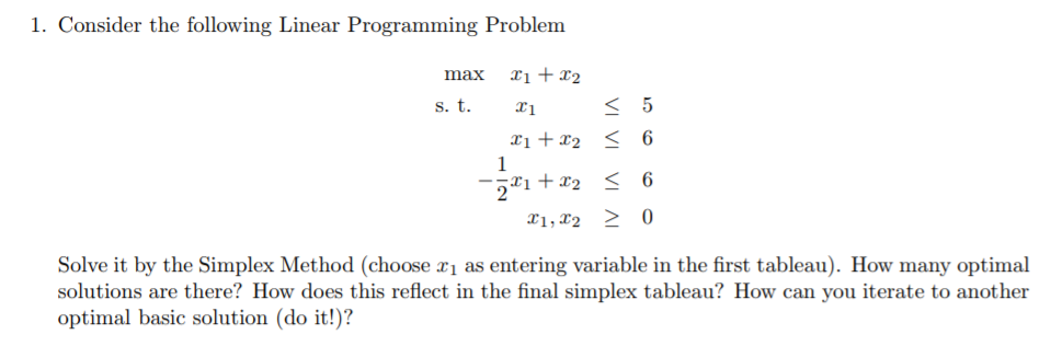Solved 1. Consider the following Linear Programming Problem | Chegg.com