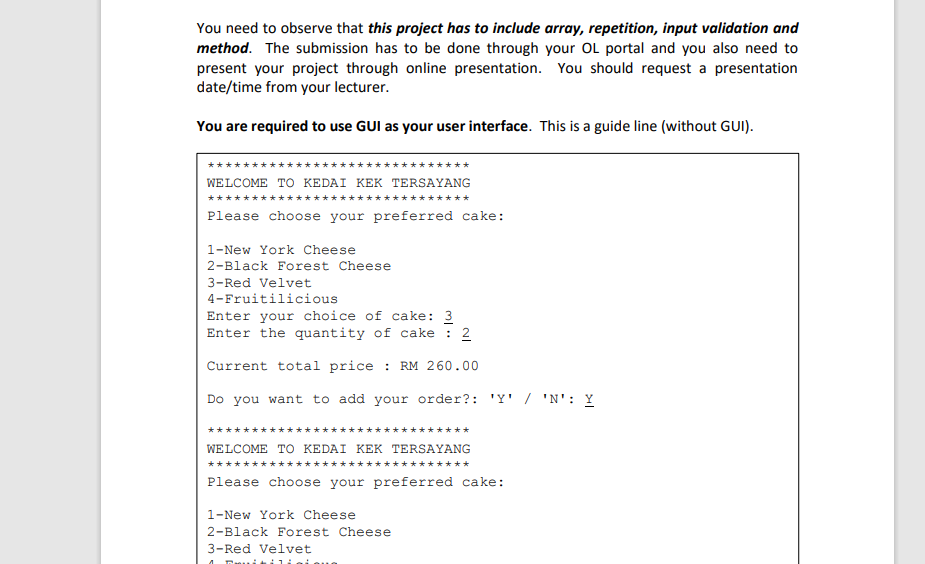 Solved You are required to develop a Java project with | Chegg.com
