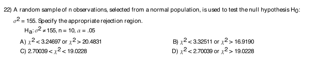 Solved 22) A random sample of n observations, selected from | Chegg.com