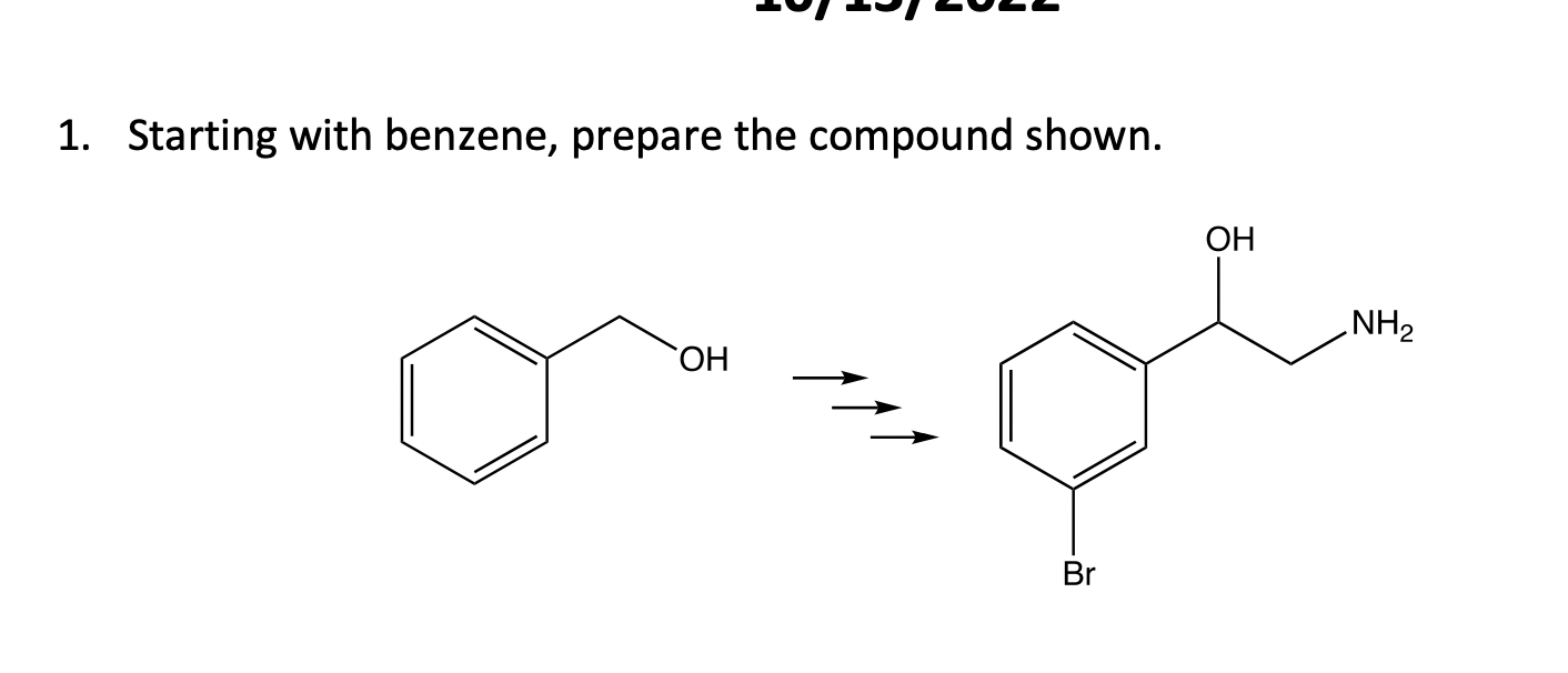 Solved 1. Starting With Benzene, Prepare The Compound Shown. | Chegg.com