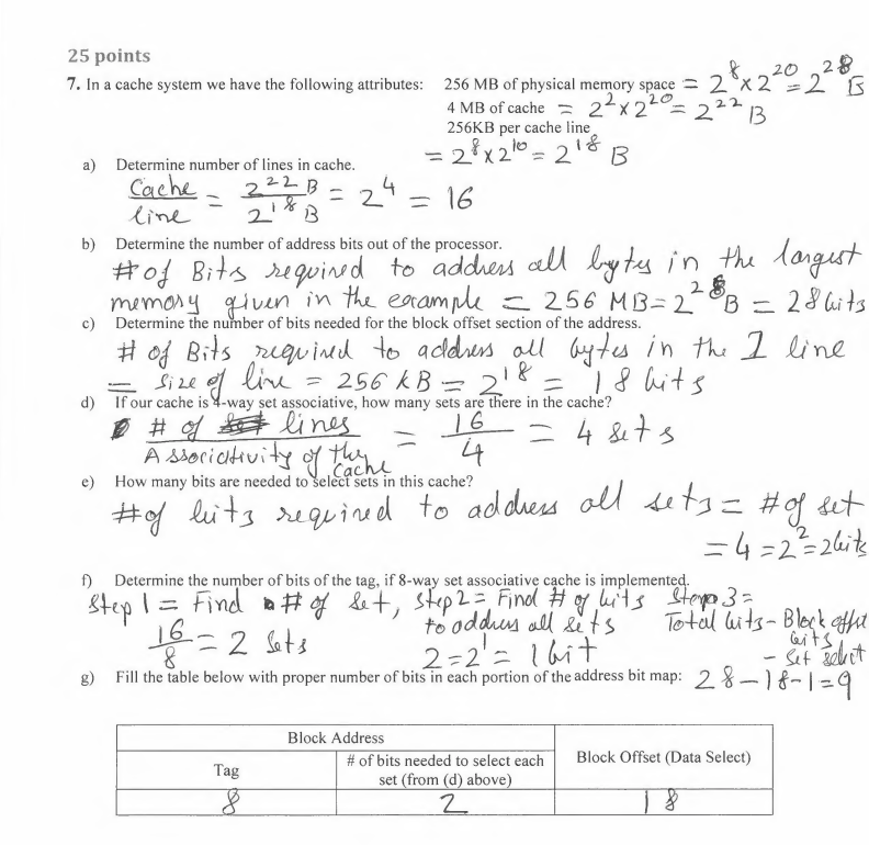 Solved 25 points 7. In a cache system we have the following | Chegg.com