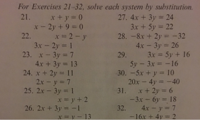 Solved For Exercises 21-32, solve each system by | Chegg.com