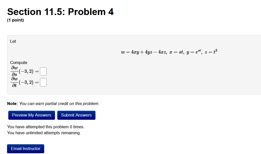 Solved Section 11.5: Problem 4 (1 point) Let | Chegg.com