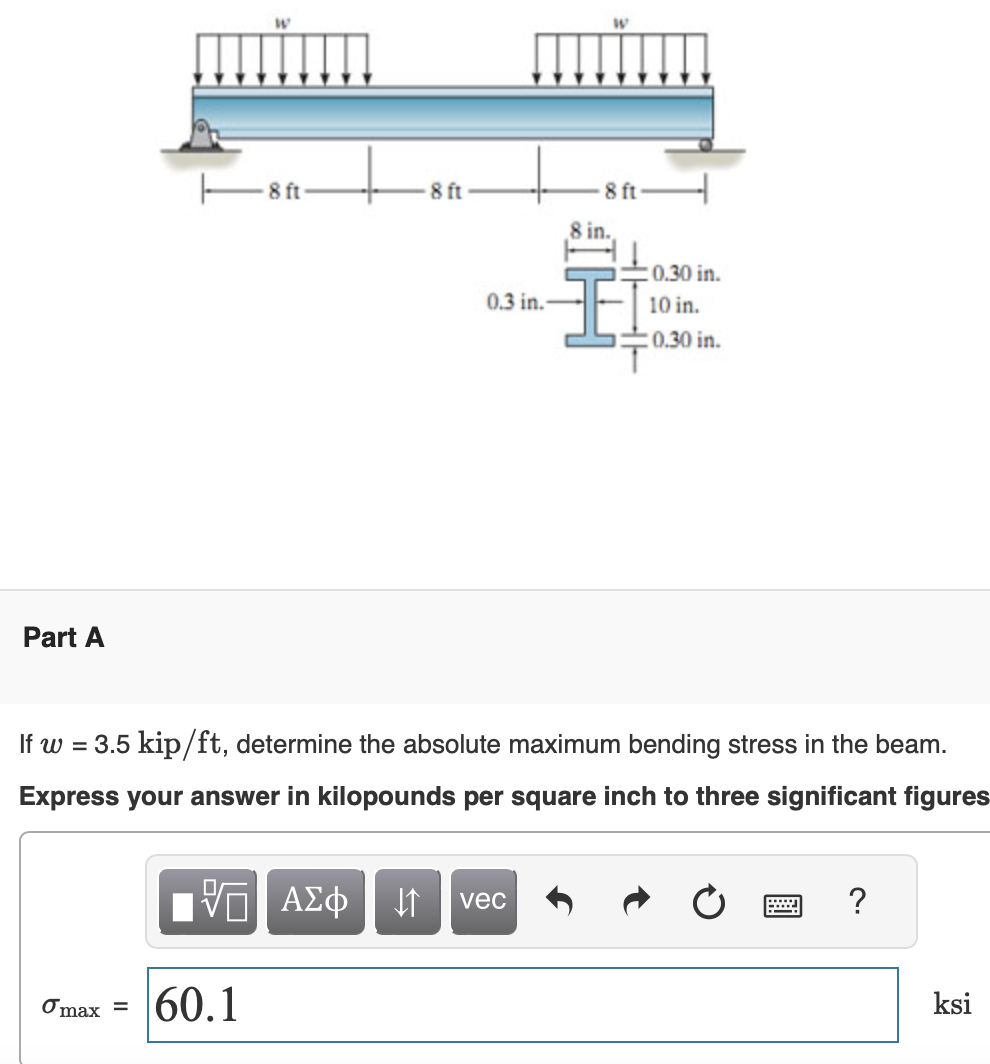 If w=3.5kip/ft, determine the absolute maximum | Chegg.com