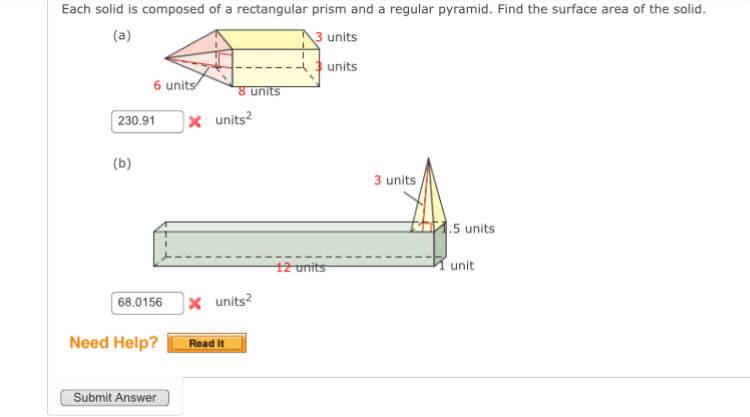 Solved Each solid is ﻿composed of ﻿a rectangular prism and a | Chegg.com