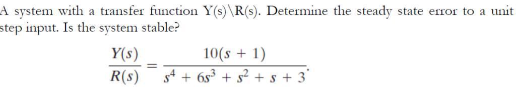 Solved A system with a transfer function Y(s)\R(s). | Chegg.com
