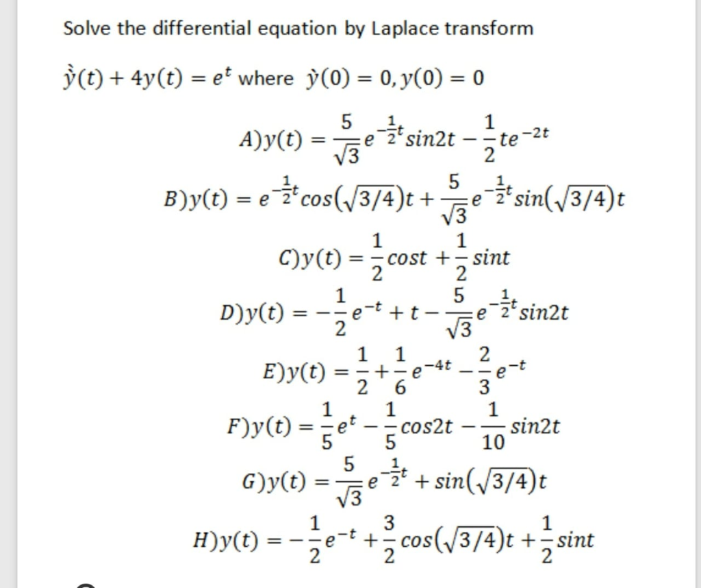 Solved Solve The Differential Equation By Laplace Transfo Chegg Com