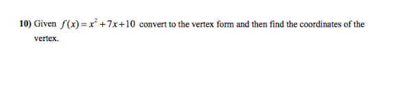 how to convert f x into vertex form