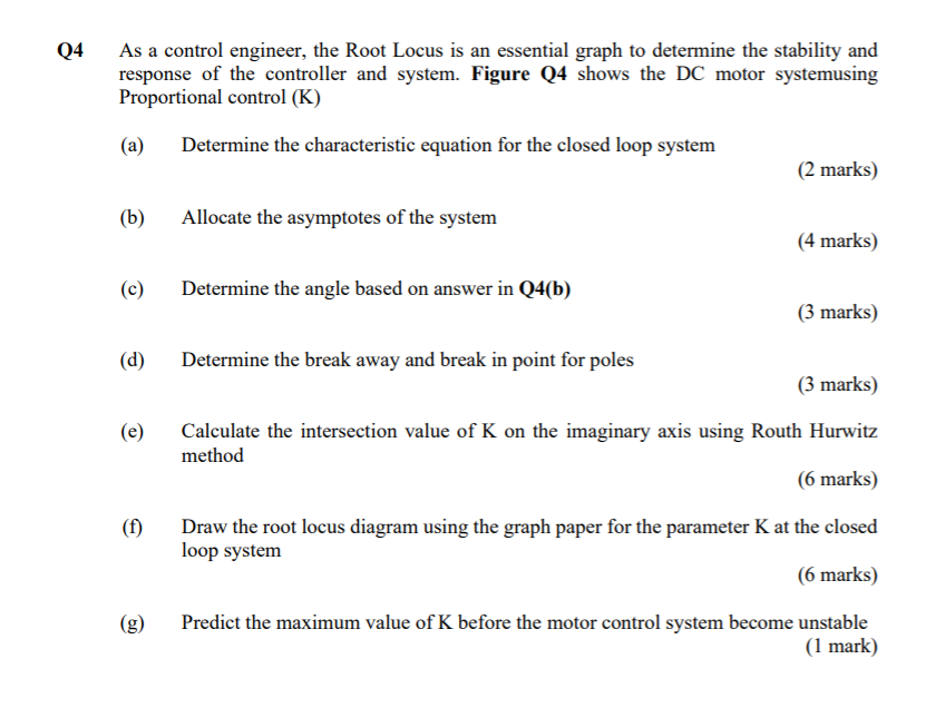 Solved Q4 As a control engineer, the Root Locus is an | Chegg.com