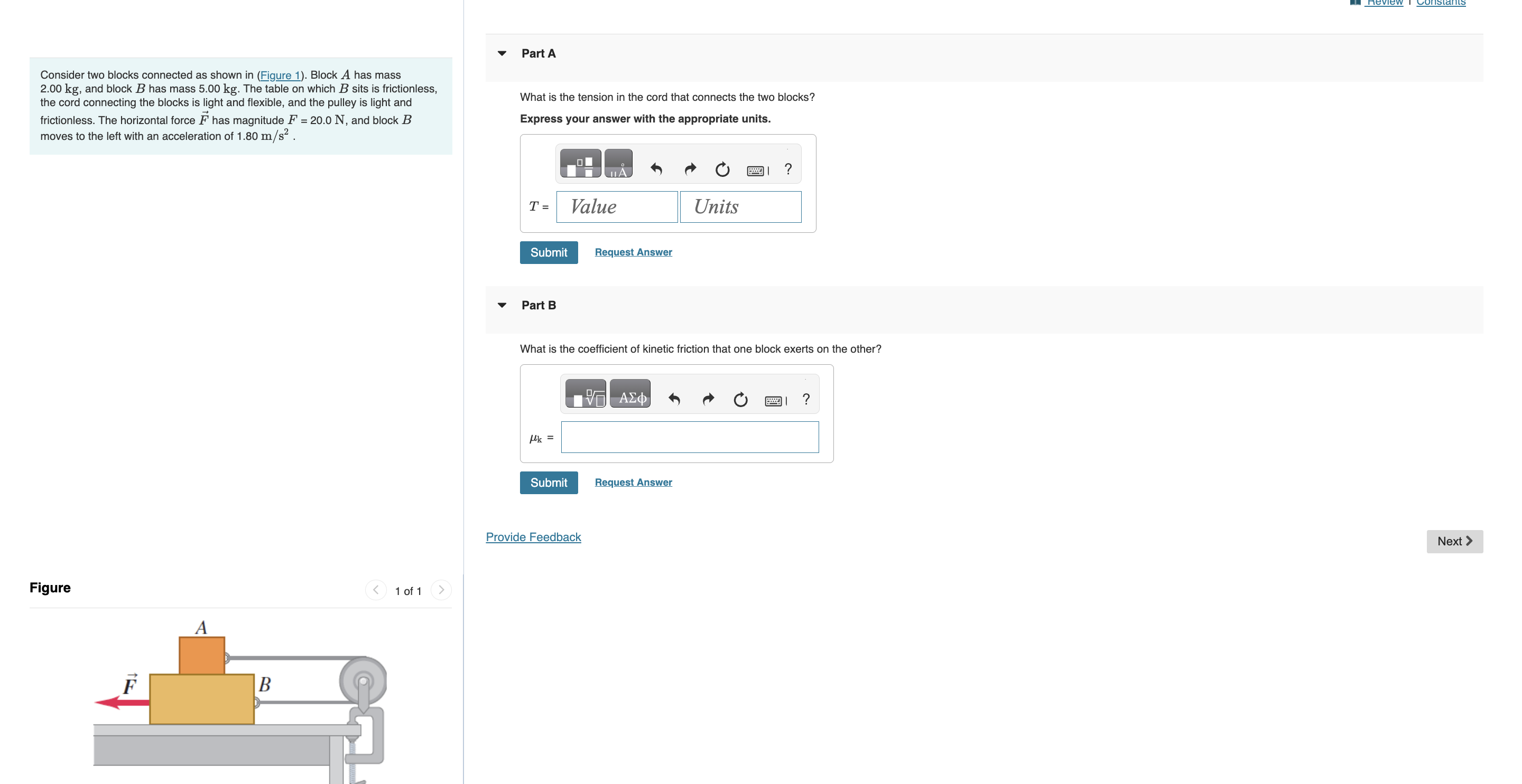 Solved Consider Two Blocks Connected As Shown In (Figure 1). | Chegg.com