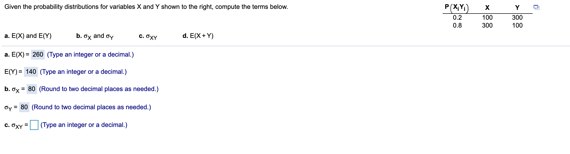 Solved Given the probability distributions for variables X | Chegg.com