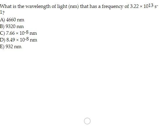 Solved What Is The Wavelength Of Light Nm That Has A Fr Chegg Com