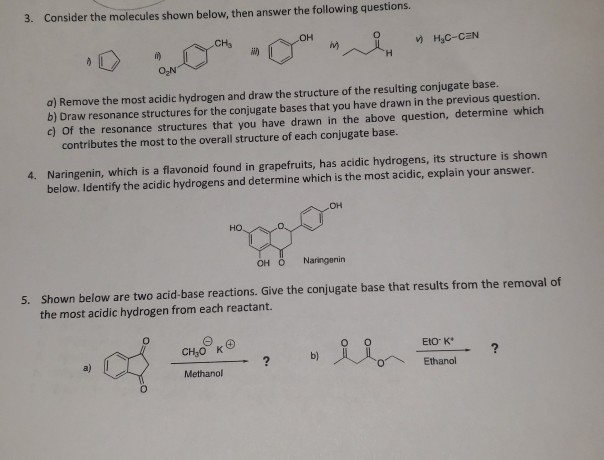 Solved Consider the molecules shown below, then answer the | Chegg.com