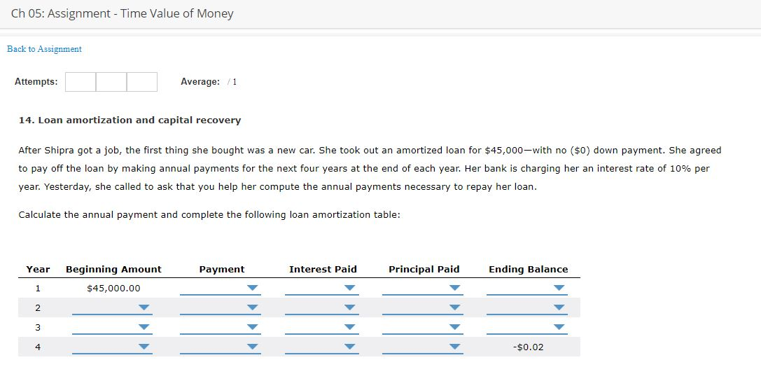 Solved Ch 05 Assignment Time Value Of Money Back To Chegg Solved Ch 05 Assignment Time Value Of Money Back To Chegg