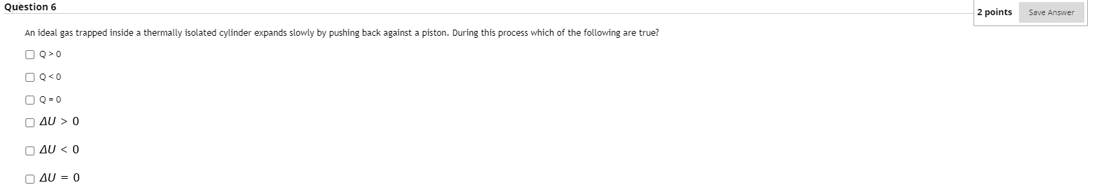 Solved Question 7 2 points Save Answer 7.3 moles of an ideal | Chegg.com
