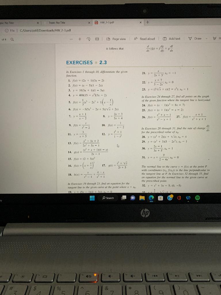 Solved it follows that dxd({g)=∫dxdg+dxdf EXERCISES 2.3 bi. | Chegg.com