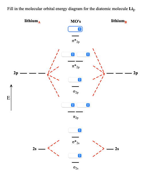 Solved Fill in the molecular orbital energy diagram for the | Chegg.com