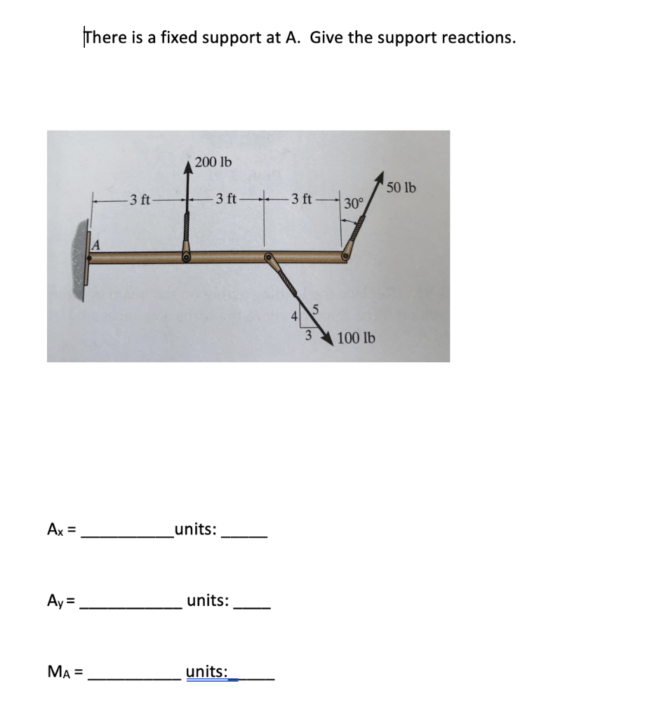 Solved There is a fixed support at A. Give the support | Chegg.com