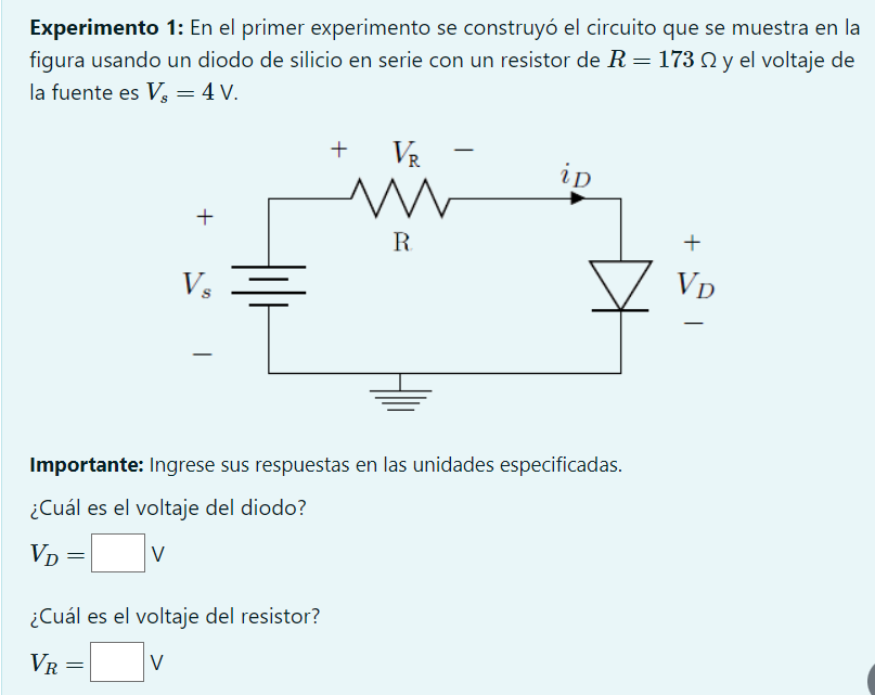 Experimento 1: En el primer experimento se construyó el circuito que se muestra en la figura usando un diodo de silicio en se