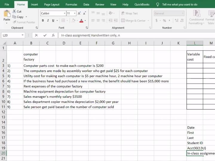 Solved File Home Insert Page Layout Formulas Data Review | Chegg.com