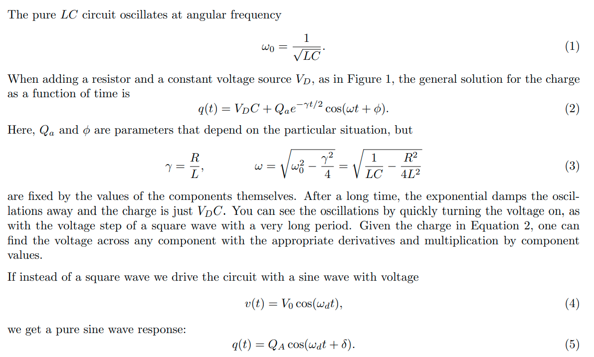 Solved RLC Circuit. Show that Equation 2 solves the | Chegg.com