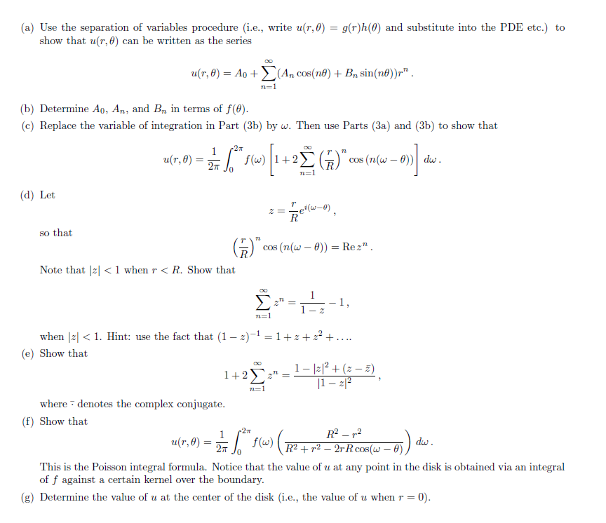 Solved (3) Here we derive the Poisson integral formula for | Chegg.com