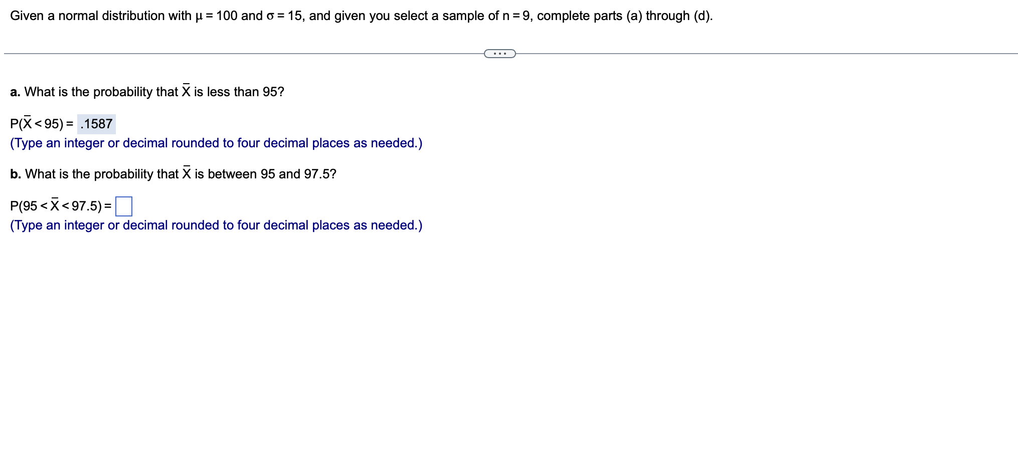 Solved Given a normal distribution with μ=100 ﻿and σ=15, | Chegg.com