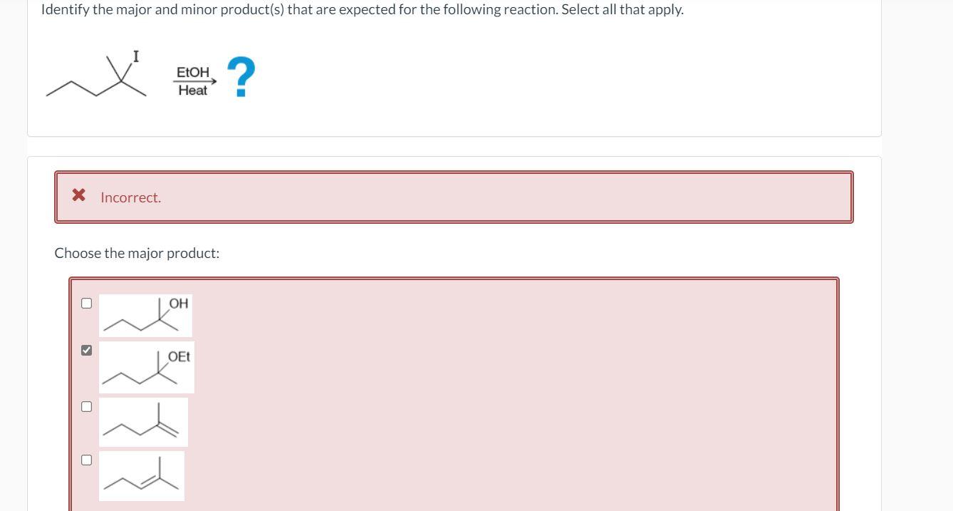 Solved Identify The Major And Minor Product(s) That Are | Chegg.com